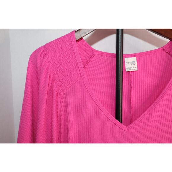 Terra & Sky Women's Plus Size Flutter Sleeve Rib Top-Size 3X - Picture 2 of 8